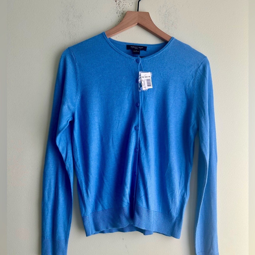 NWT August Silk Silk and Wool Blend Cardigan Sweater